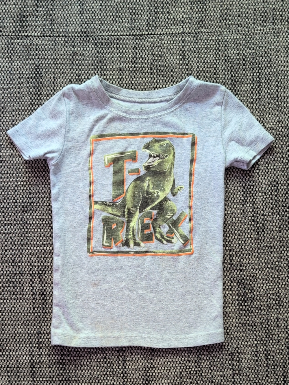 The Children's Place Gray Tee with Green T-Rex Graphic